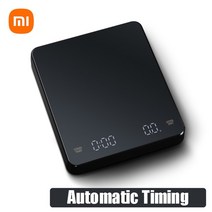 체중계 저울 Xiaomi 주방 정밀 전자 블랙 식품 커피 led 스크린 디지털 무게 홈, 자동 타이밍, 3kg