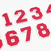 의류 패치 숫자 핑크레드 열접착와펜 의류와펜 가방패치