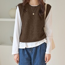 데일리앤 오브제 여성 레이어드 펀칭 니트 조끼 베스트
