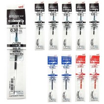 유니 제트스트림 단색 볼펜 전용 리필심 10개 1통 SXR-38 FOR SXN-150-38 (멀티펜에 사용불가), SXR-38 혼합10개(흑6청2적2)