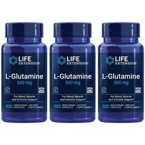 (3통) 라이프익스텐션 L글루타민 엘글루타민 500mg 베지캡슐 100정