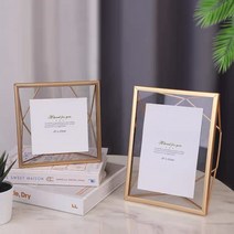 청첩장 액자 청첩장보관 웨딩 사진 포토 테이블 혼인서약서 부부십계명 사진틀 기하학 디자인, 기하학프레임형, 로즈골드, 18X23