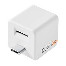 Maktar Qubii 듀오 USB 유형 C 화이트 자동 백업 충전 중에 백업을 충전하는중인 iPhone 메모리 iPad 용량 부족 사진 비디오 음악 연락처 SNS 데이터 마이그레이션 SD 카드 리더 모델 변경 MFI 인증 (별도로 판매)