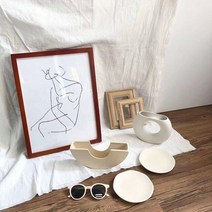 헨리 마티스 라인 아트 흑백 액자 레트로 감성 홈 갤러리, 8 인치_마호가니