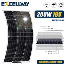 태양광충전기 태양열 차량용 200W 400W 태양 전지 패널 18V 고효율 단결정 유연한 비상 충전 야외 배터리 보트 충전기, [01] 1PCS