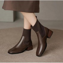 Momolatti 여자 편물 위위브렌 탄력 쫀쫀핏 스판 앵클부츠
