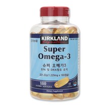 커클랜드 시그니춰 슈퍼 오메가3 1229mg x 180캡슐 (221.22g) EPA DHA 함유 혈행 개선, 커클랜드 슈퍼오메가3 180캡슐