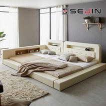 올리버 가드 패밀리침대+독립매트리스Q+Q, 모카그레이