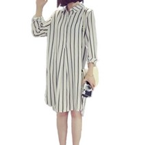 러블로어 스트라이프 카라 셔츠 미니원피스
