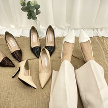 굽9.5cm 스틸레토일자 펌프스하이힐