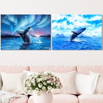 복을부르는 바다 고래 그림 풍경 액자 거실 주방 아이방 인테리어 꾸미기, 01번 자유의 고래, 화이트(고급캔버스출력), 소형A3 (29.7x42cm)