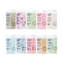 [국산] 부들 까슬 에브리 노블 샤워타올 10개, 혼합, 1세트