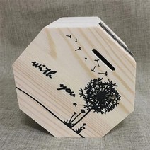 저금통 나무 상자 주문제작 크리스마스사과 안케이스 선물박스 포장용기 있음 자물쇠 거스름돈 수납 2731017621, 육각 민들레