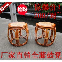 등나무 드럼 벤치 라운드 호텔 다방 의자 신발 교환 낮은 라탄 화분스툴 스툴 체어, 풀 등나무 드럼 스툴 착석 높이 32cm