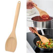 이케아 후라이팬 손상방지 나무 볶음 스푼 주걱 일자 볶음밥 조리 도구 냄비 코팅 보호 주방 용품 뒤집기 섞기 파스타 소스 야채 볶기 고리 수납 너도밤나무 숟가락 RORT 뢰르트