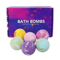 Bath Bombs Gift Box Set 6 Extra Large 5 oz Salt Bath Balls containing Coconut Oil and Avocado Oil