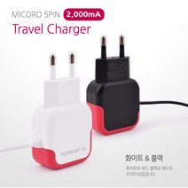 for LG Mobile 마이크로5핀 2000mA 유선충전기 1.2m, 블랙