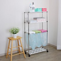 지마트 스윙 재활용 분리수거함 3단, 실버, 1개
