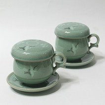 청자상감운학문2인커피&녹차잔세트, 1세트