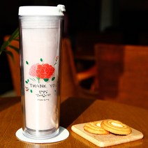 (주)디자인아지트 [주문제작]아이스텀블러 땡큐카네이션 이지캡형, [주문제작]아이스텀블러 땡큐카네이션_이지캡형, 350ml