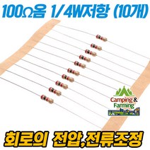 캠팜 1/4W 저항 (J급 ±5％/10개 한세트/100옴), 10개
