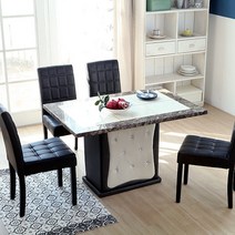 베스트리빙 1300 대리석 식탁 + 의자 4개 세트 4인용, 투톤, 초코