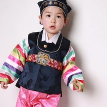 [키즈스타]유아동한복 유신꽃자수띠곤색