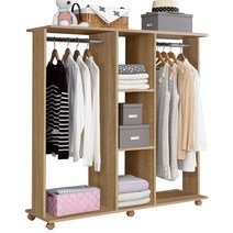 프리메이드 이동식 수납 행거 와이드형 드레스룸 행거 스탠드옷걸이, 와이드형 오크