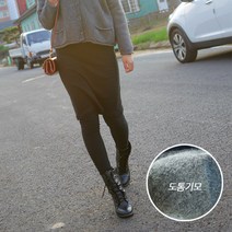아웃사이즈 KN8003 도톰 기모 5부 치마레깅스