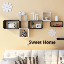 저스트월 퍼블릭정사각 벽걸이장식장3종세트 벽선반, 블랙