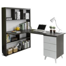 제이티가구 프랜즈L형책상서랍형 입식컴퓨터책상, 화이트