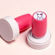 두루디자인 롤리팝 원형 스탬프, 핫핑크, 잉크 청보라