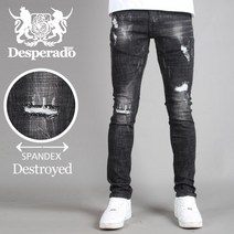 DESPERADO BM.1375390 PR스판 BM 디스트로이드 빈티지 블랙진