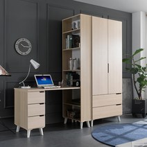 퍼닉에스엠 그랜드 H형책상+800투서랍옷장, 메이플