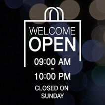 [헬로팸] 오픈클로즈 스티커 01 영업시간 매장스티커 시트지, 화이트