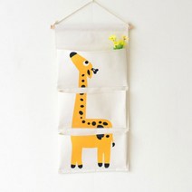 벽걸이 수납 포켓 월포켓 벽수납 소품걸이, 3단벽걸이주머니(기린)