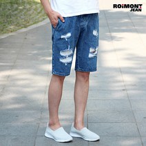 로이몽진 남성용 바이 데미지 밴딩 5부 반바지 RT306S 찢청