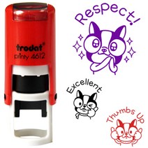 프라하스탬프 깜찍 캐릭터 라라 쿠폰사이즈 칭찬스탬프(지름1.1cm 자동스탬프 스탬프, 4. Incredible!, 디자인1. 문구그대로 +캐릭터(잉크 청색)