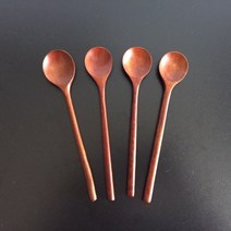 옻칠 나무 티스푼세트 (1set/4개), 원형 티스푼, 1set