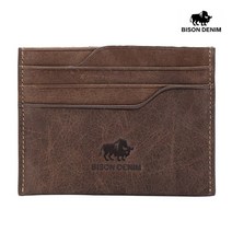 BISON DENIM 바이슨 데님 남자 여자 수제 가죽 작은 동전 카드 얇은 명함지갑 W9315