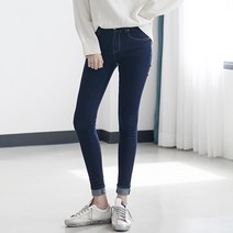 준돌 여성용 청바지 울트라 스판 진청 스키니 진