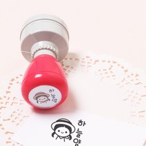 두루디자인 베이직 빅 원형 스탬프, 핫핑크, 잉크 초록