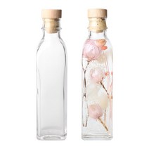 [홈앤라이프] 하바리움용기 투명사각오일180 낱개, 투명사각오일180 - 코르크우드캡