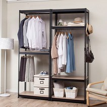 스피드랙 국내생산 강철프레임 인테리어 무볼트 행거 헹거, 블랙행거 가로 600mm × 폭 400mm × 높이 1800mm 2단