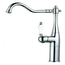 욕실플러스 원홀 탑볼용 엔틱 크롬 세면기 수전, 1개