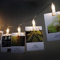 청년리빙 LED 사진집게 가렌드, 1.5M(10구)