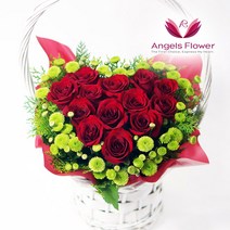 [엔젤스플라워] 마음을 전하는 전국 꽃배달서비스 생화 꽃바구니 꽃다발, F13_클래식레드하트 일반형