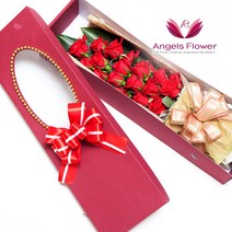 엔젤스플라워 꽃배달서비스 마음을 전하는 꽃바구니 생화 꽃상자 케이크, F05_고급형_너를위한장미 꽃상자, 1개
