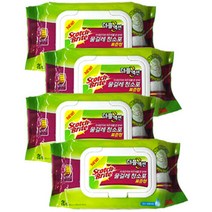 3M 스카치브라이트 더블액션 물걸레 청소포 표준형 20매입, 4개