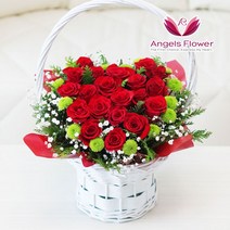 엔젤스플라워 전국 카네이션 꽃배달서비스 어버이날 스승의날 가정의달, C08_고급형_장미한아름 꽃바구니, 1개
